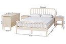 Bernice Ivory Spindle Wood King Size 4Pc Bedroom Set with Two Nightstands Baxton