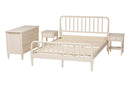 Bernice Ivory Spindle Wood King Size 4Pc Bedroom Set with Two Nightstands Baxton