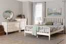 Bernice Farmhouse Ivory Spindle Wood Queen Size 4Pc Bedroom Set Baxton