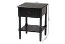 Bernice Farmhouse Black Spindle Wood 1-Drawer Nightstand Baxton