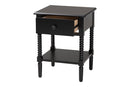 Bernice Farmhouse Black Spindle Wood 1-Drawer Nightstand Baxton