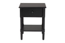 Bernice Farmhouse Black Spindle Wood 1-Drawer Nightstand Baxton
