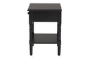 Bernice Farmhouse Black Spindle Wood 1-Drawer Nightstand Baxton
