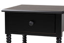 Bernice Farmhouse Black Spindle Wood 1-Drawer Nightstand Baxton