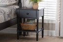 Bernice Farmhouse Black Spindle Wood 1-Drawer Nightstand Baxton
