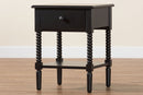 Bernice Farmhouse Black Spindle Wood 1-Drawer Nightstand Baxton