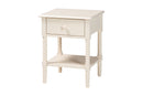 Bernice Farmhouse Ivory Spindle Wood 1-Drawer Nightstand Baxton