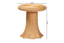Benji Scallop Natural Rattan Pedestal Side Table Baxton