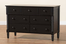 Bernice Farmhouse Black Spindle Wood 7-Drawer Dresser Baxton