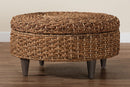 Tabitha Handwoven Seagrass Storage Ottoman w/Lift Top Lid Baxton
