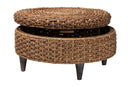 Tabitha Handwoven Seagrass Storage Ottoman w/Lift Top Lid Baxton
