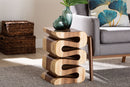 Fuchsia Hand-carved Suar Wood Side Table Baxton