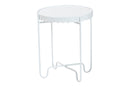 Lapis White Metal Side Table with Scalloped Tray Top Baxton