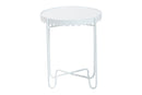 Lapis White Metal Side Table with Scalloped Tray Top Baxton