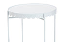 Lapis White Metal Side Table with Scalloped Tray Top Baxton