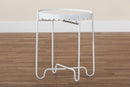 Lapis White Metal Side Table with Scalloped Tray Top Baxton