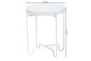 Lapis White Metal Side Table with Scalloped Tray Top Baxton