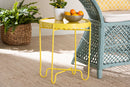 Lapis Yellow Metal Side Table with Scalloped Tray Top Baxton