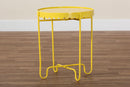 Lapis Yellow Metal Side Table with Scalloped Tray Top Baxton