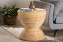 Theanna Laminated Natural Rattan Side Table Baxton