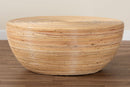 Theanna Laminated Natural Rattan Coffee Table Baxton