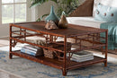 Rajiya Tortoise Natural Rattan Coffee Table with Open Shelf Baxton