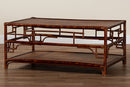 Rajiya Tortoise Natural Rattan Coffee Table with Open Shelf Baxton