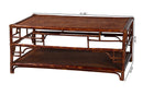 Rajiya Tortoise Natural Rattan Coffee Table with Open Shelf Baxton