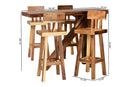Amsterdam 5-Piece Suar Wood Bar Table Set Baxton