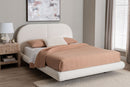 Chabela Floating Platform Bed with Rounded Headboard, Cream King Baxton