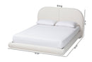 Chabela Floating Platform Bed with Rounded Headboard, Cream King Baxton