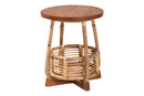 Grenier Natural Rattan and Mahogany Wood End Table Baxton