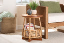 Grenier Natural Rattan and Mahogany Wood End Table Baxton