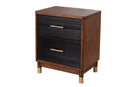Amber Two Tone Dark Walnut & Black 2 Drawer Nightstand Alpine