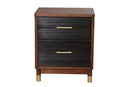 Amber Two Tone Dark Walnut & Black 2 Drawer Nightstand Alpine