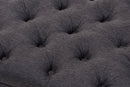 Riona Dark Gray Fabric, Walnut Wood Finished Button-Tufted Storage Ottoman Baxton