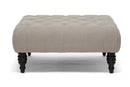 Delaire Beige Linen Modern Tufted Ottoman Baxton