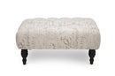 Delaire Beige Script Print Modern Tufted Ottoman Baxton