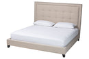 Doreen Light Beige Platform Bed- King Size Baxton
