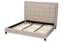 Doreen Light Beige Platform Bed- King Size Baxton