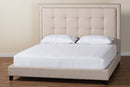Doreen Light Beige Platform Bed- King Size Baxton