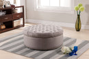Neah Beige Linen Modern Tufted Ottoman Baxton