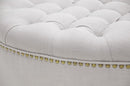 Neah Beige Linen Modern Tufted Ottoman Baxton