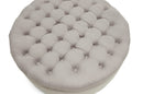 Neah Beige Linen Modern Tufted Ottoman Baxton