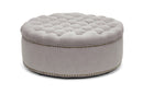 Neah Beige Linen Modern Tufted Ottoman Baxton