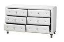 Naylor White Faux Leather Upholstered Dresser, 6-Drawers Baxton