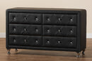 Naylor Black Faux Leather Upholstered Dresser, 6-Drawers Baxton