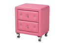 Declan Glam Pink Faux Leather Upholstered Full Size 3-Piece Bedroom Set Baxton