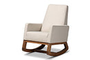 Roana Light Beige Fabric Upholstered Rocking Chair Baxton