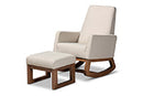 Roana Light Beige Fabric Upholstered Rocking Chair and Ottoman Set Baxton